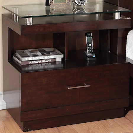 Nightstand with 1 Drawer and 1 Open Shelf